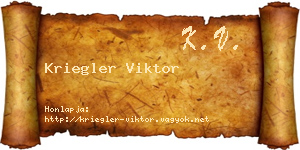 Kriegler Viktor névjegykártya